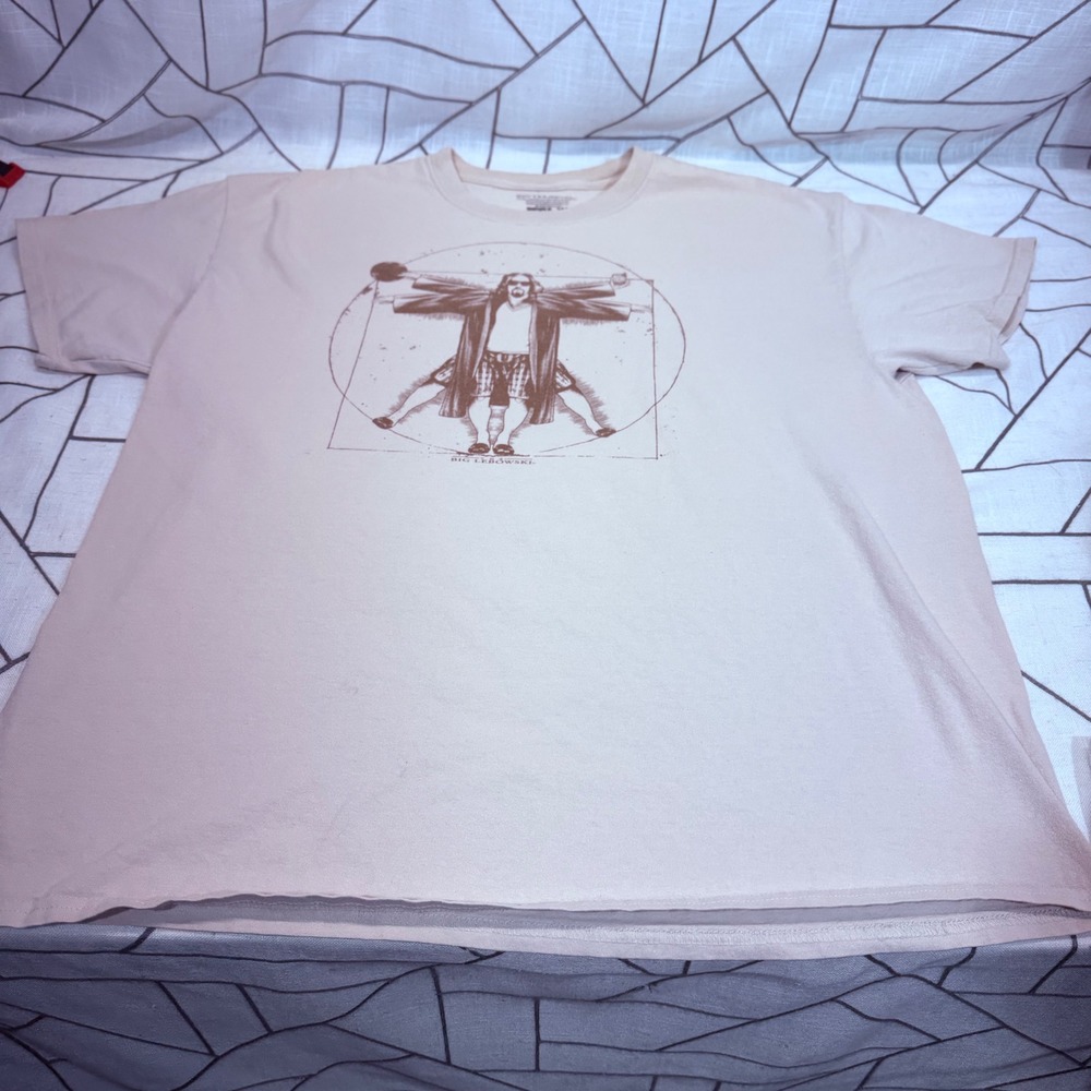 Ripple Junction The Big Lebowski T-Shirt XL Tan Vitruvian Man The Dude Graphic